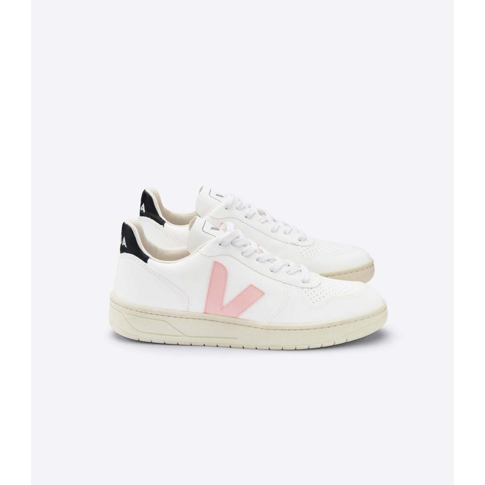 White/Pink Women\'s Veja V-10 CWL Sneakers | AU 658TCE